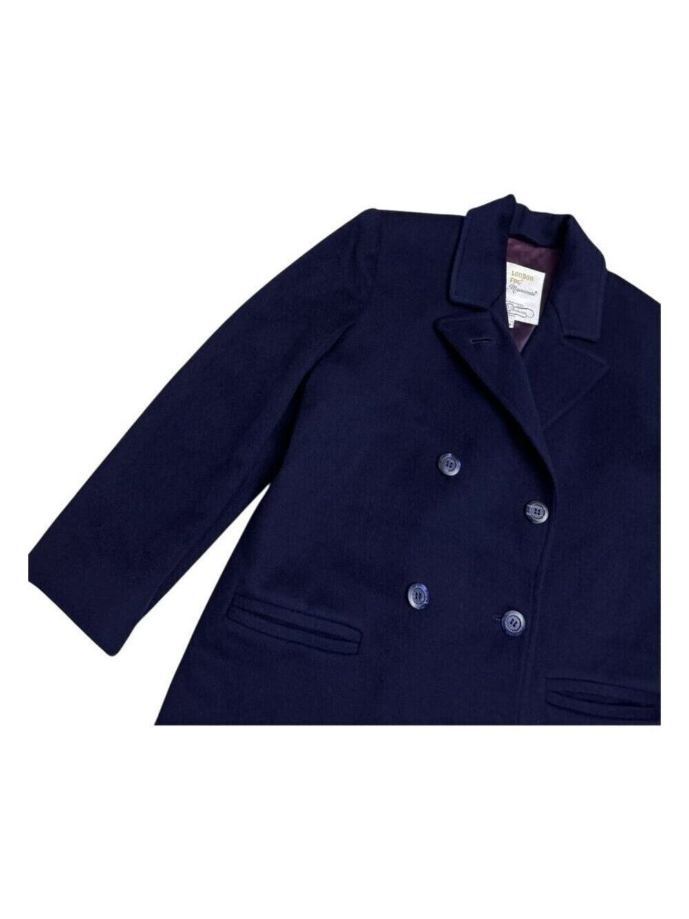 LONDON FOG Maincoats Vintage Retro Blue Business Winter Pea Coat Womens 6 Petite - Picture 4 of 7